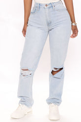 Leave It To Me Straight Leg Jeans - Light Blue Wash Ins Street